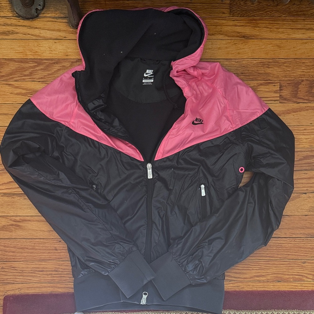 Nike Black and Pink Windbreaker Jacket